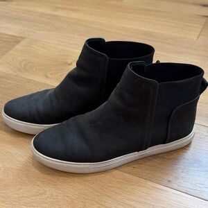 Kenneth Cole Black Slip-On High-Top Sneakers with White Sole